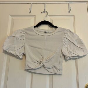 Zara Cream Puff Sleeve Top